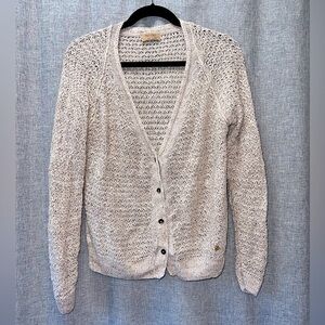 Falconeri Linen Cotton Knit Cardigan Sweater Beige Size L Made in Italy